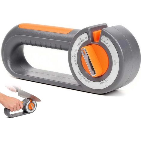 Afilador de cuchillos de cocina 6 en 1: Perilla giratoria simple para seleccionar los ajustes para cuchillo de chef (1/4)