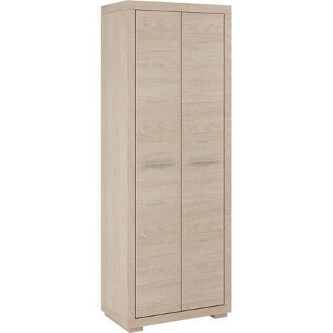 Estantería Fiomeri 125, Roble Santana, Con puertas, Cerrable, Aglomerado laminado, Número de puertas: 2, Número de cajones: 0, 192x70x41cm