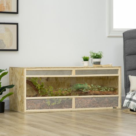 Terrarium pour reptiles/amphibiens - portes coulissantes en verre - 120x50x50cm - grilles de ventilation - Robuste