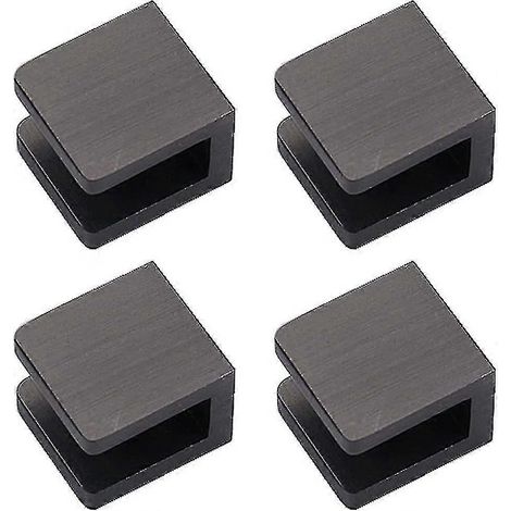 4 pinces en verre, pas de trous de perçage sur le support de clip de support d’étagère en verre (pour verre 8mm-10mm, noir) (1/4)