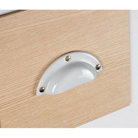 Poignée coquille porcelaine de Limoges coloris blanc - 113 x 47 mm - MÉRIGOUS