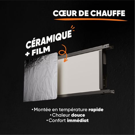 Radiateur électrique fixe à inertie sèche céramique+film 1500W Bestherm FREYA horizontal blanc — vue 4