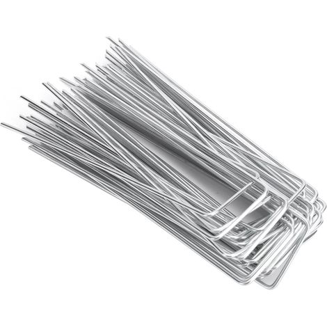 Lot de 50 piquets de jardin en forme de U, agrafes de fixation pour toile de paillage, pour l'aménagement paysager et la pelouse. (1/5)