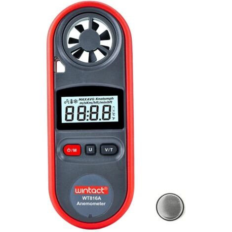 Jauge de compteur de vitesse du vent portable anémomètre, anémomètre de température de l'air numérique thermomètre de compteur de vitesse du vent vélomètre CVC (1/5)
