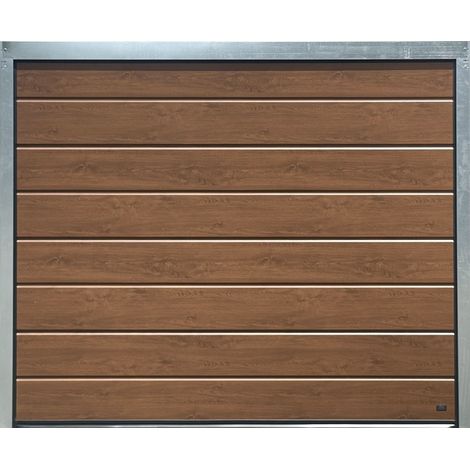 Spadone – Porte de garage sectionnelle motorisée chêne foncé – L.240 x H.200 cm – Épaisseur 40 mm – Moteur ONE 600 avec 2 télécommandes