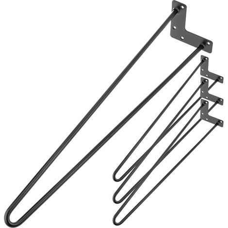 PrimeMatik - Pies para mesa y mueble Patas en acero 2 varillas 71 cm negro 4-pack