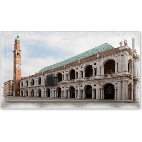 Lupia - Quadro moderno su Tela con Cornice stampata NEWEXT 75x135 cm, paesaggi localismi italiani, per casa soggiorno capezzale camera da letto hotel ufficio, VICENZA BASILICA (1/4)