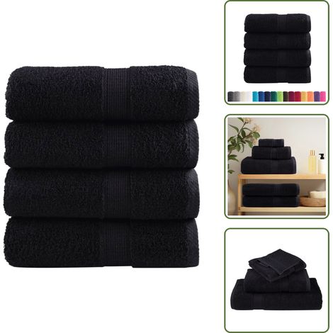 Gesichtstuch - vidaXL Premium-Gästetücher SOLUND 4 Stk. Schwarz 30x50 cm 600 g/m² - Trainingstuch (1/5)