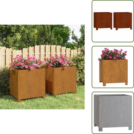 Jardinières avec pieds 2 pcs Rouillé 42x40x43 cm Acier corten - Jardiniere - Pot De Fleurs - Acier Corten - Bac À Fleurs - Déco Jardin (1/5)