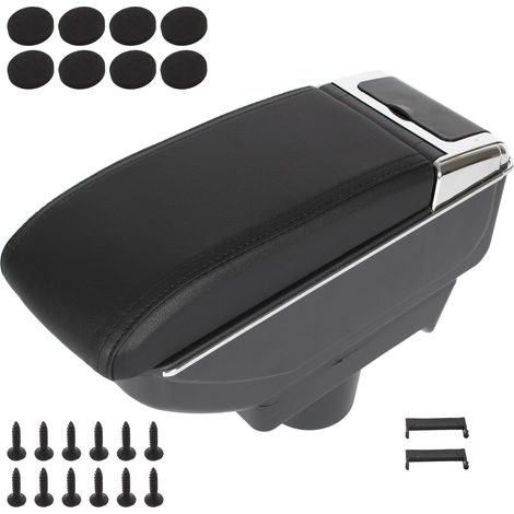Reposabrazos para Opel Astra III H 04-14 con compartimento de almacenamiento, cuero ecológico negro + kit de instalación. (1/2)