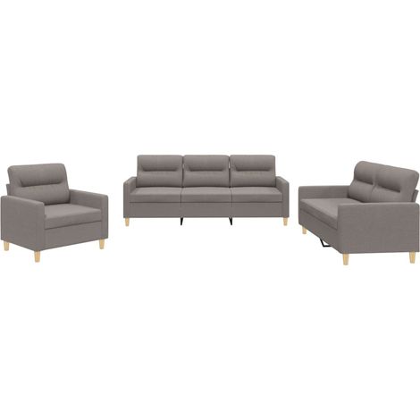 Ensemble de Canapé  Sofas 3 pcs avec coussins Taupe Tissu (1/5)
