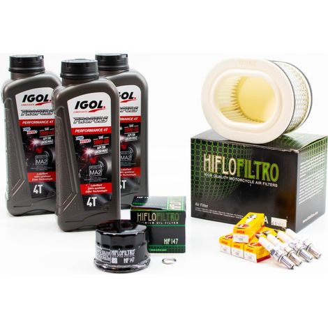 Kit Révision Filtres Bougies pour YAMAHA FZS 600 Fazer de 1998 à 2003 - IGOL PROPULS PERFORMANCE 10W40 3L