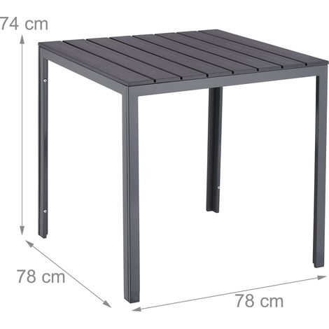 Tavolo da pranzo quadrato per 4 persone giardino terrazzo 80 x 80 x 75 cm in plastica grigia 130012919