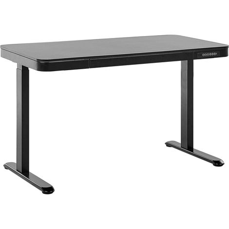 Escritorio de altura regulable eléctrico negro 120 x 60 cm usb recubrimiento Kenly