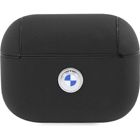 Cover BMW BMAP2SSLBK per AirPods Pro 2 (2022/2023) nera/nera in vera pelle con logo argento (1/3)