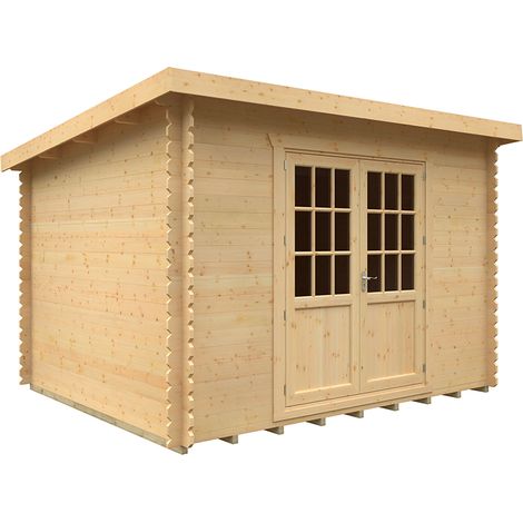 12x10 The Kingsley 28mm Cabin - L355 x W295 x H232.8 cm - Solid Wood/Softwood/Pine - Natural