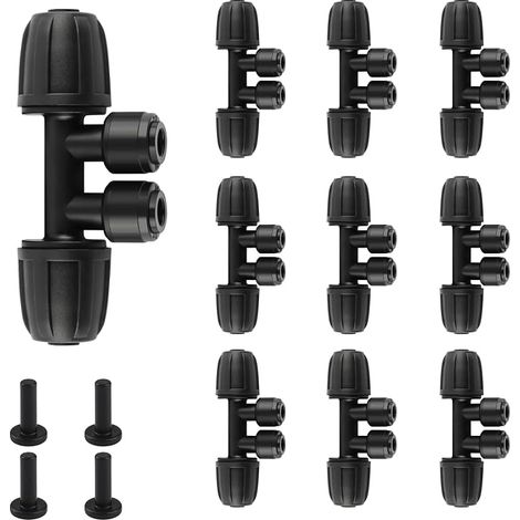 Raccords D’Irrigation avec 4 Bouchons, D'irrigation Goutte à Goutte avec 4 Voies 5/16" vers 1/4", Connecteurs Répartiteurs à Barbes pour Tuyaux 8mm à 4/7mm (1/5)