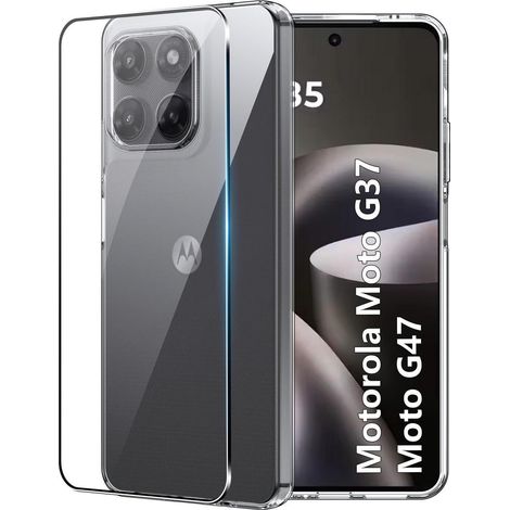 Handyhülle für Motorola Moto G37/G47 + Schutzfolie, transparent