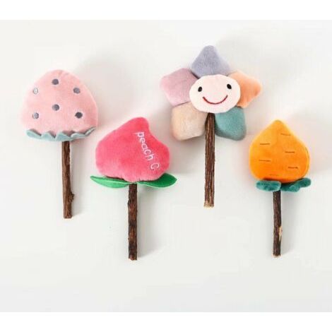 BUNTHAUS Chat de compagnie Mutian Polygonum bâton en peluche molaire sucette bâton de nettoyage des dents fraise fleur pêche jouet interactif (1/5)