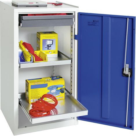 Stumpf Gabinete de herramientas y materiales Serie 3000 gris claro / azul genciana + 1 cajón 100 mm + 2 estantes extraíbles - 3001174