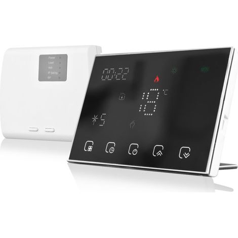 BHT-8000RF-GCW Smart Wi-Fi Thermostat Programmable Thermostat Récepteur + Panneau d'affichage Compatible avec Alexa/Google Home Noir Chaudière à gaz Chauffage (sans batterie).