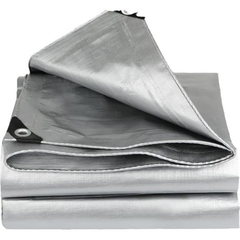 MOMO Ultra-Resistant Outdoor Tarpaulin (8m x 8m) - Waterproof and Multifunctional for Shelters, Garden Furniture, Wood - Silver