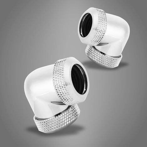 Raccord coudé à 90° torsadé de 14 mm de diamètre extérieur pour tuyau double rigide, idéal pour le refroidissement liquide par eau. (1/5)