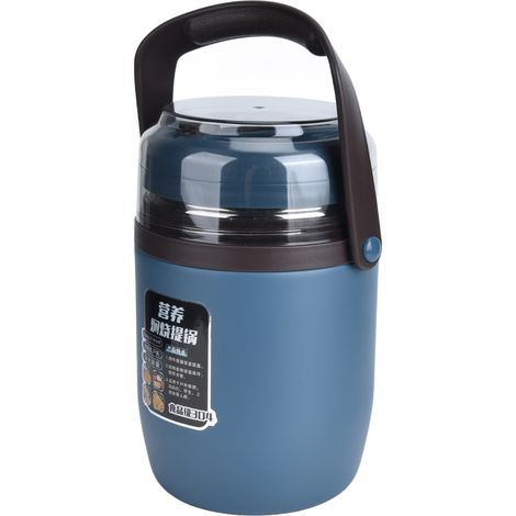 Isolierter, mehrlagiger, auslaufsicherer und stapelbarer Thermo-Lunchbox aus Edelstahl 304 (2 Liter) für Büroangestellte, Farbe: Nebulas Blue (1/5)