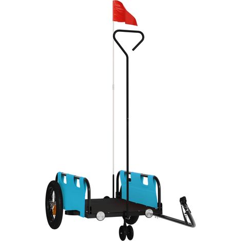 Remorque de vélo bleu tissu oxford et fer (1/5)