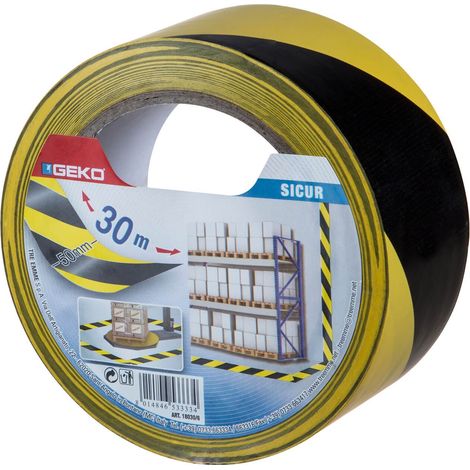 GEKO ADH PVC 50X30MM NOIR/JAUNE AVEC ETIQUETTE AVANT - ADHESIF PVC 18030/6