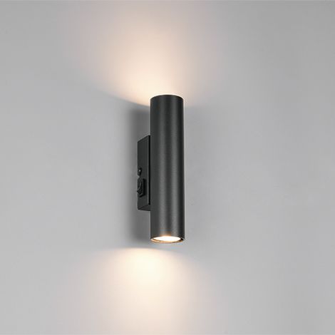 Applique murale haut bas TARYN 2x GU10 mini 5W métal noir avec interrupteur (1/3)