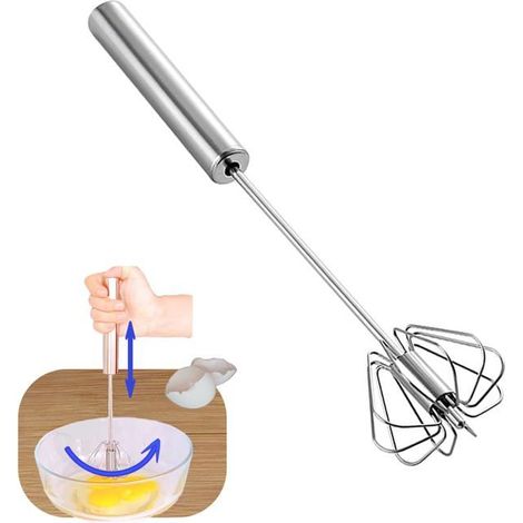 Batteur à œufs semi-automatique en acier inoxydable, mixeur, batteur à main, batteur de cuisine, appareil de cuisson (10 pouces)