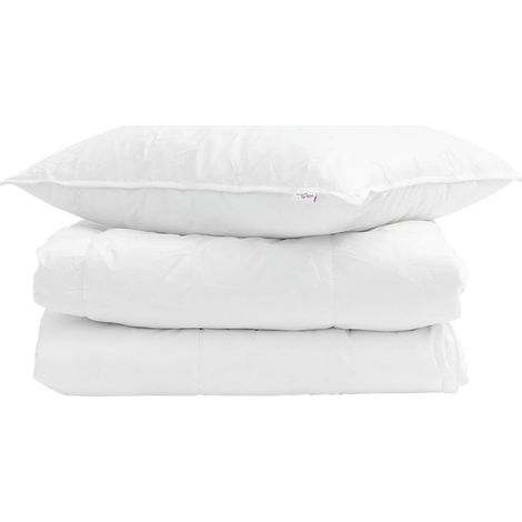 Duvet d'été simple avec oreiller 2 pcs Blanc Plume de canard (1/5)