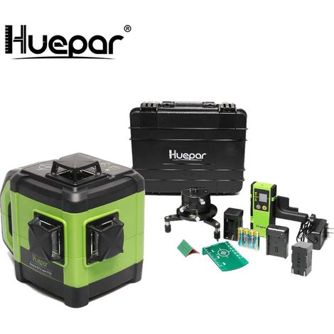 Huepar Electronic Self-Leveling 3D Green Beam Laser Level -3x360 Cross Line 130FT Professional level DT03G