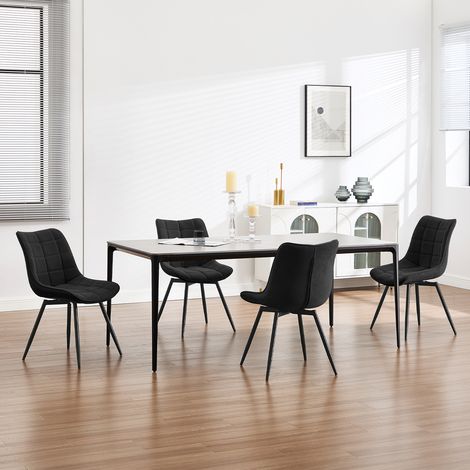 WOLTU 4x Esszimmerstühle drehbar Küchenstuhl, Polsterstuhl mit Rückenlehne, Sitzfläche aus Samt, Metallbeine, Schwarz