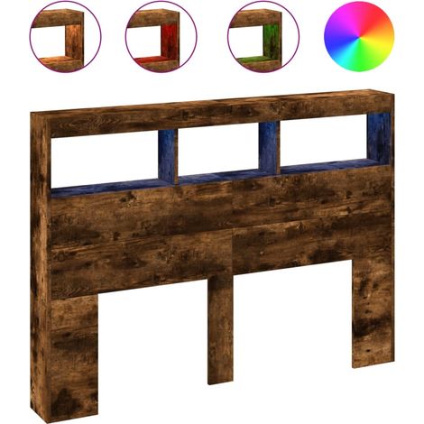 Maison Exclusive - Cabecero de cama con luz LED roble ahumado 140