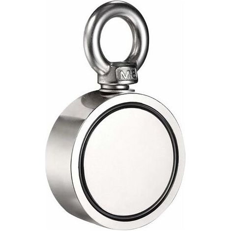 Aimant de pêche en néodyme double face,Diamètre 60mm,Combiné 300Kg Extrêmement Traction Puissant pour pêche à l'aimant et récupé (1/5)