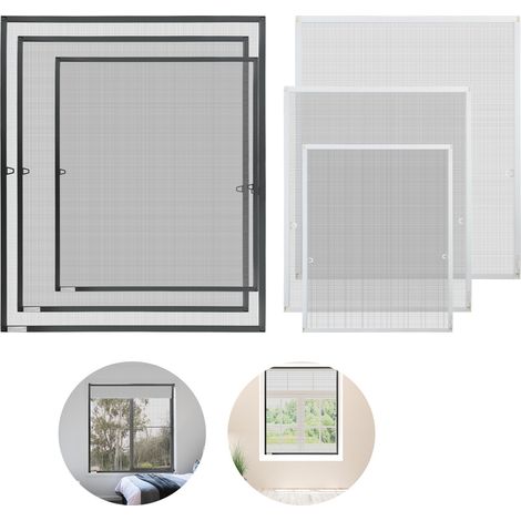 Jiubiaz Fliegengitter Insektenschutz Fenster Alurahmen Mückenschutz Insektenschutzgitter Ohne Bohren 80 x 100 CM Anthrazit