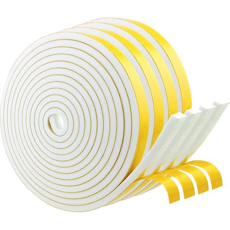 1 Rouleau Joint D'étanchéité Mousse Caoutchouc 6mm x 3mm Blanc Auto-adhésif Isolation Porte Fenêtre