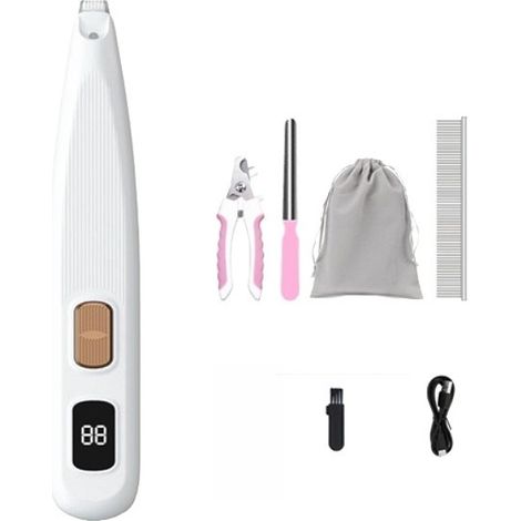 Coupe-ongles électrique pour chiens et chats, rechargeable par USB, avec lumière LED, pour les pattes, avec une lame sûre.-AquaForge (1/4)