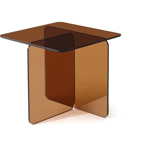 Mesa auxiliar de vidrio templado marrón 45 x 45 x 41 cm HOMVRA (1/5)
