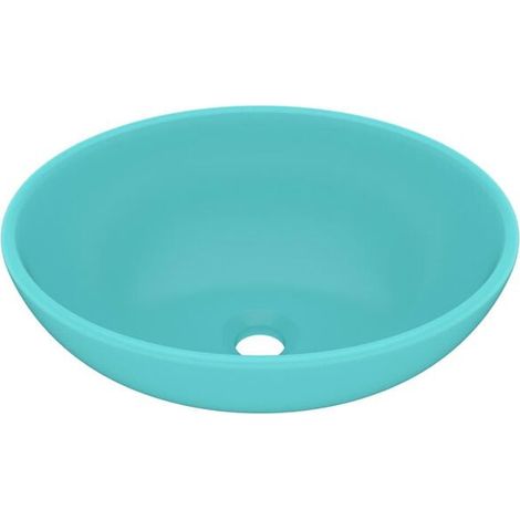 Vasque ovale de luxe, vert clair mat, 40 x 33 cm, céramique