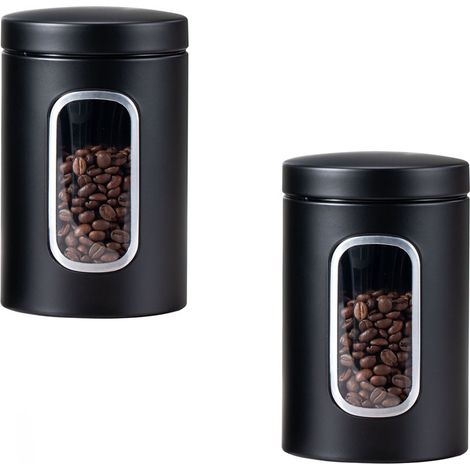 Boite a Cafe Hermetique Inox 11 X 17.3 CM, Récipient à Grain de Café avec Fenêtre de Visualisation,,Pot Hermétique Alimentaire pour Noix,Sucre (1/5)