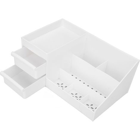 Boîte de Rangement Cosmétique Blanche avec Tiroirs, Grande Capacité et Compartiments (1/5)