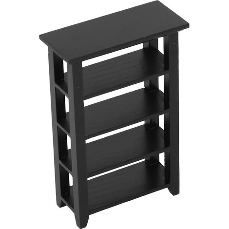 Étagère à fleurs 4 niveaux pour maison de poupée, aspect réaliste et vif, couleur unie noire, support de fleurs 1:12 pour décoration de maison de poupée, cadeau. (1/5)