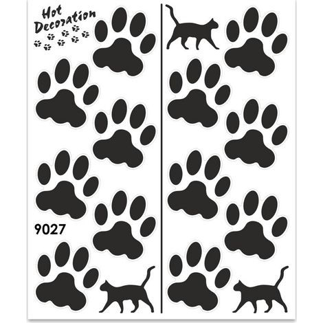 Adesivi Stickers Giganti Orme Gatto 24 x 20 cm - Colore: NERO