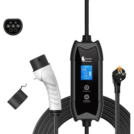 Cargador para vehículos eléctricos, diseño portátil, monitorización en tiempo real, tipo 2, 3,5 kW, 16 A (1/2)