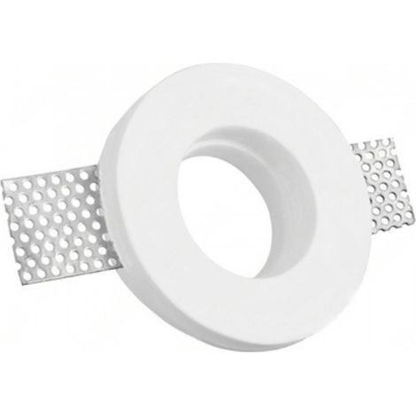 Support spot encastrable rond en plâtre blanc d.100x30 mm pour LED GU10 et GU5.3