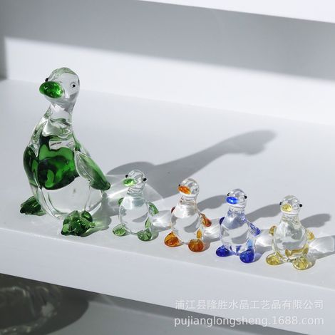 Figurine Canard - Cristal Transparent - Décoration Bureau Étagère Chambre Bureau - Lot de 4 (1/5)