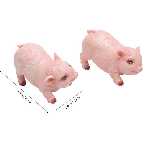 Figuras de animales para decoración de jardín – 2 figuras de cerdos de resina – decoración para jardín, patio y terraza, 12 x 6,5 cm, rosa (1/5)
